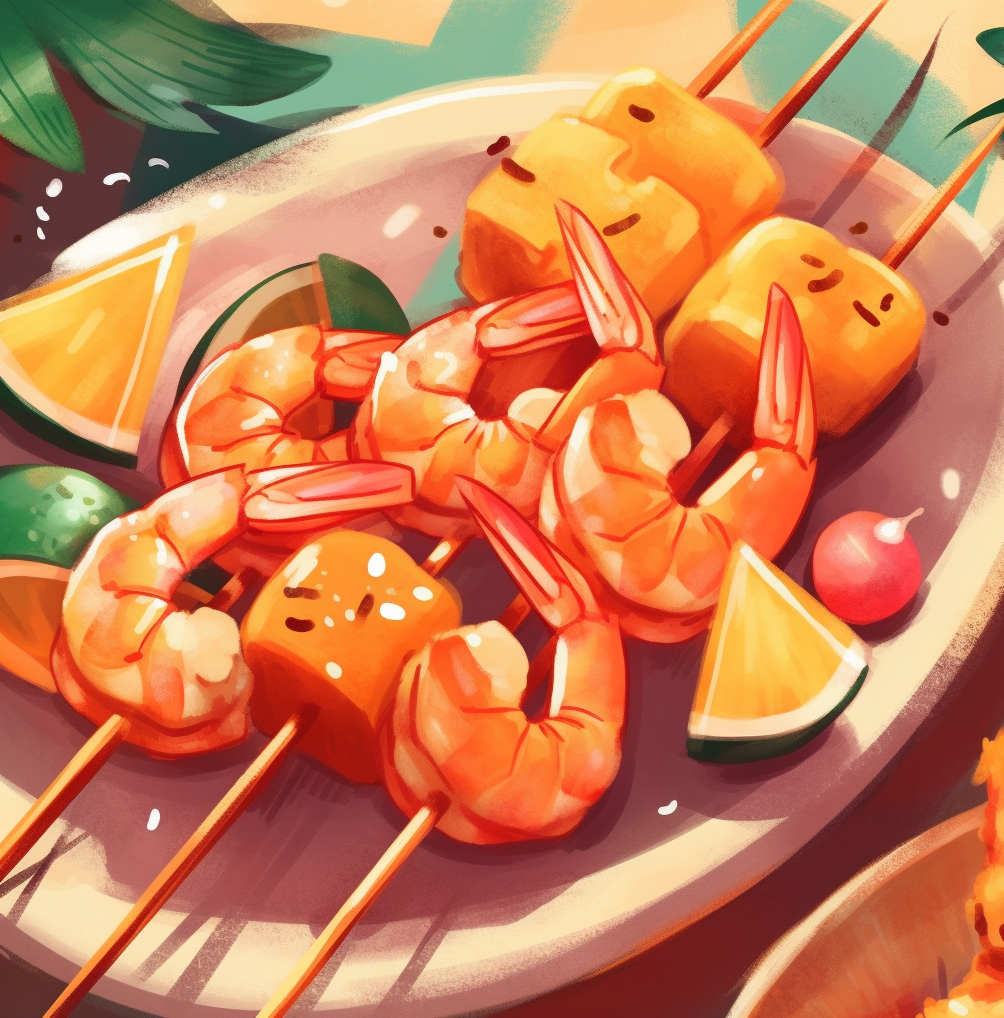 Spicy Shrimp and Mango Skewers
