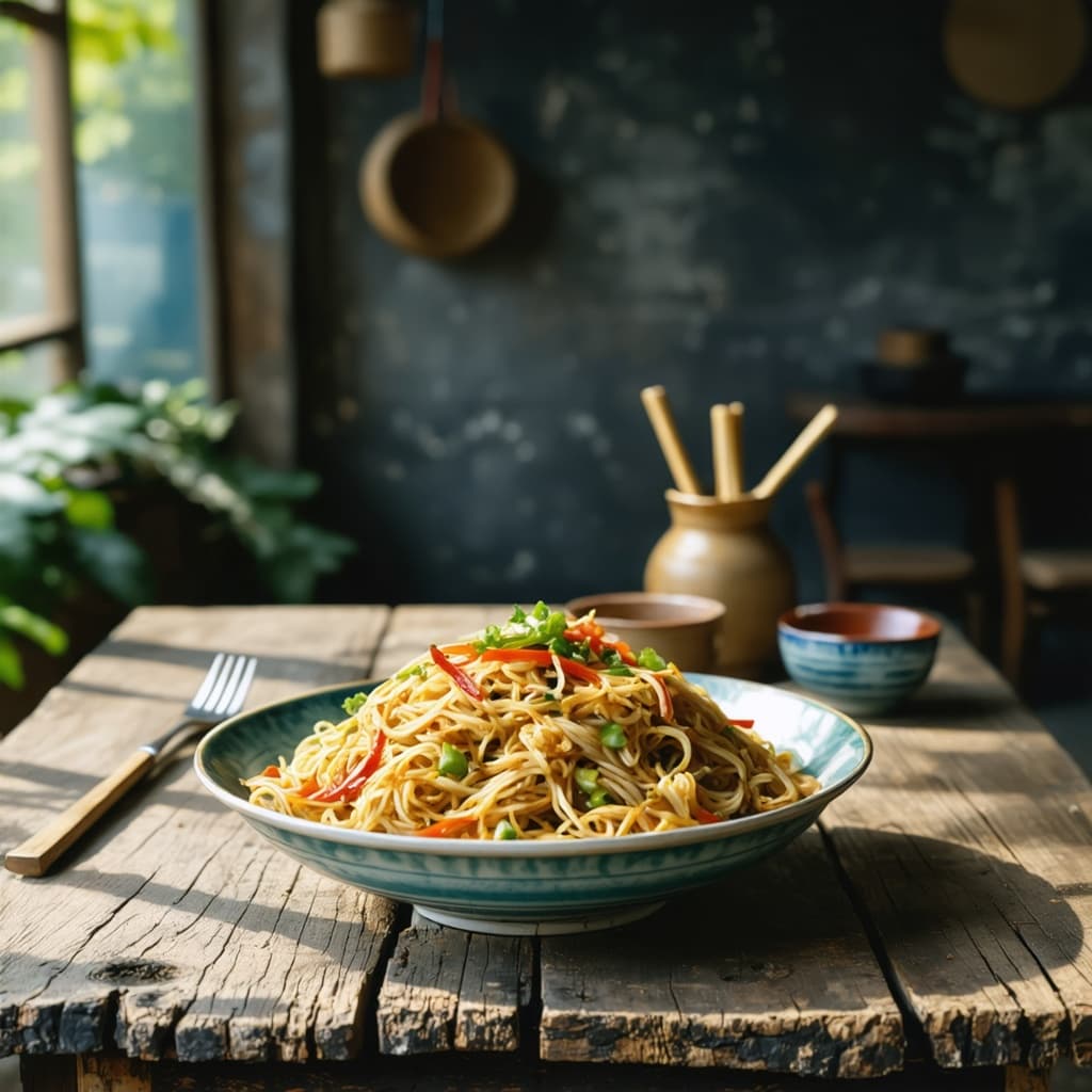 Easy Singapore noodles (chow mein)