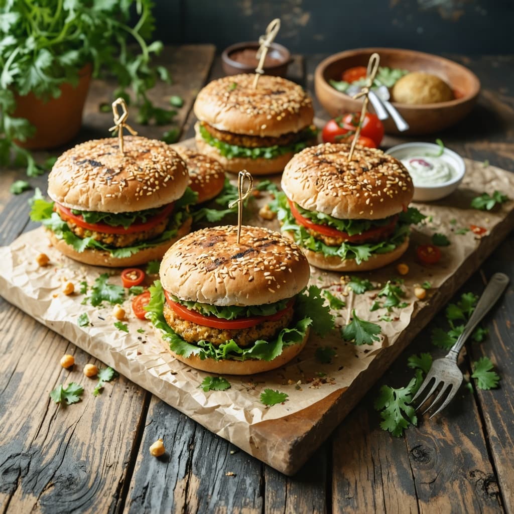 Chickpea & coriander burgers