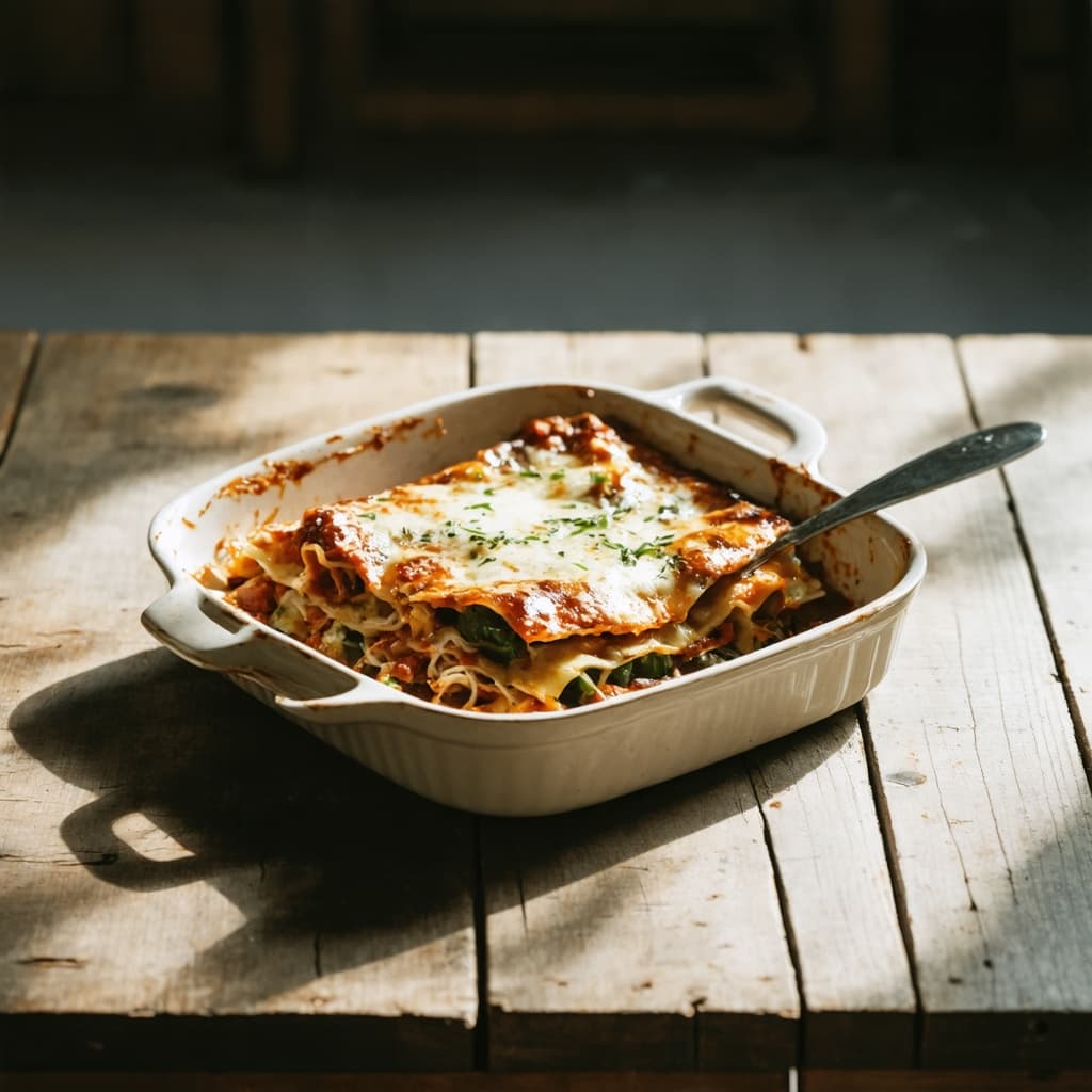 Slow cooker vegetable lasagne