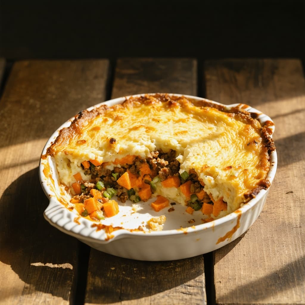 Veggie shepherd's pie with sweet potato mash