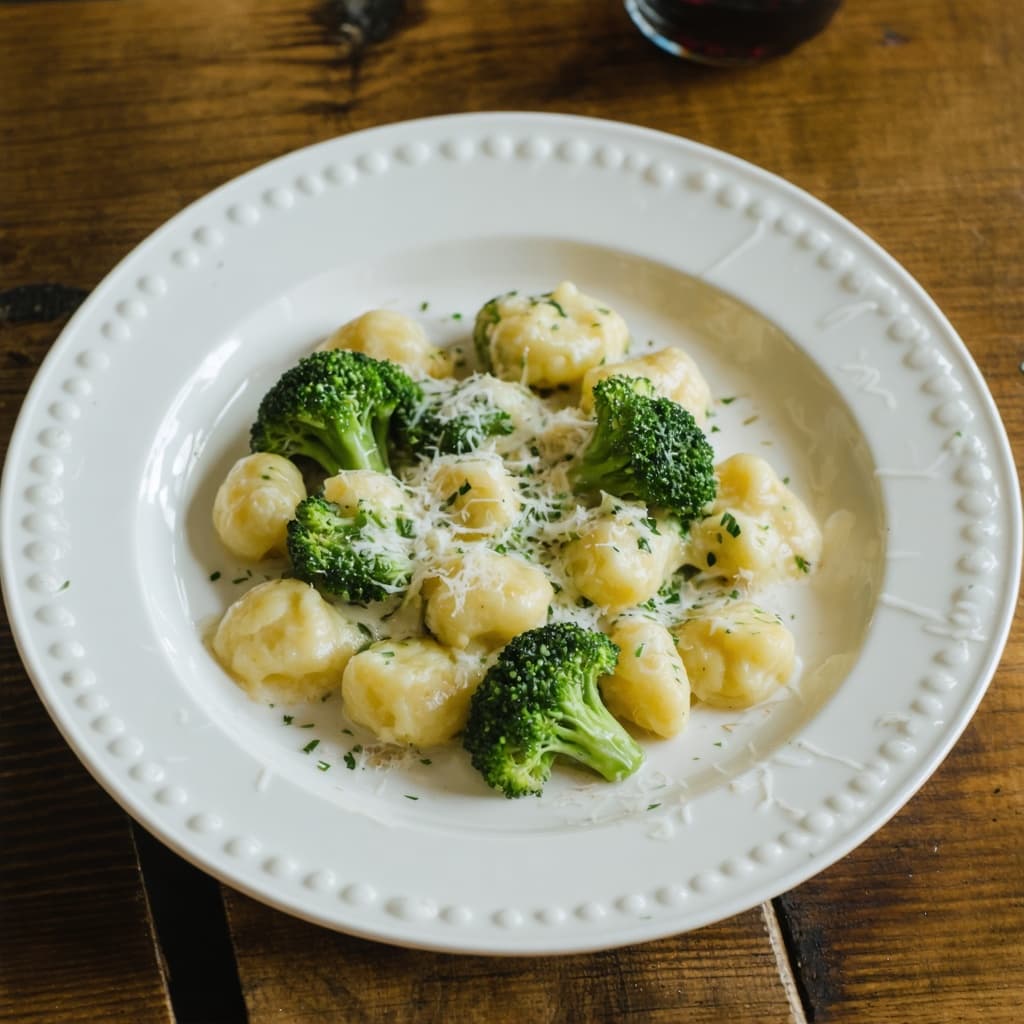 Creamy broccoli gnocchi