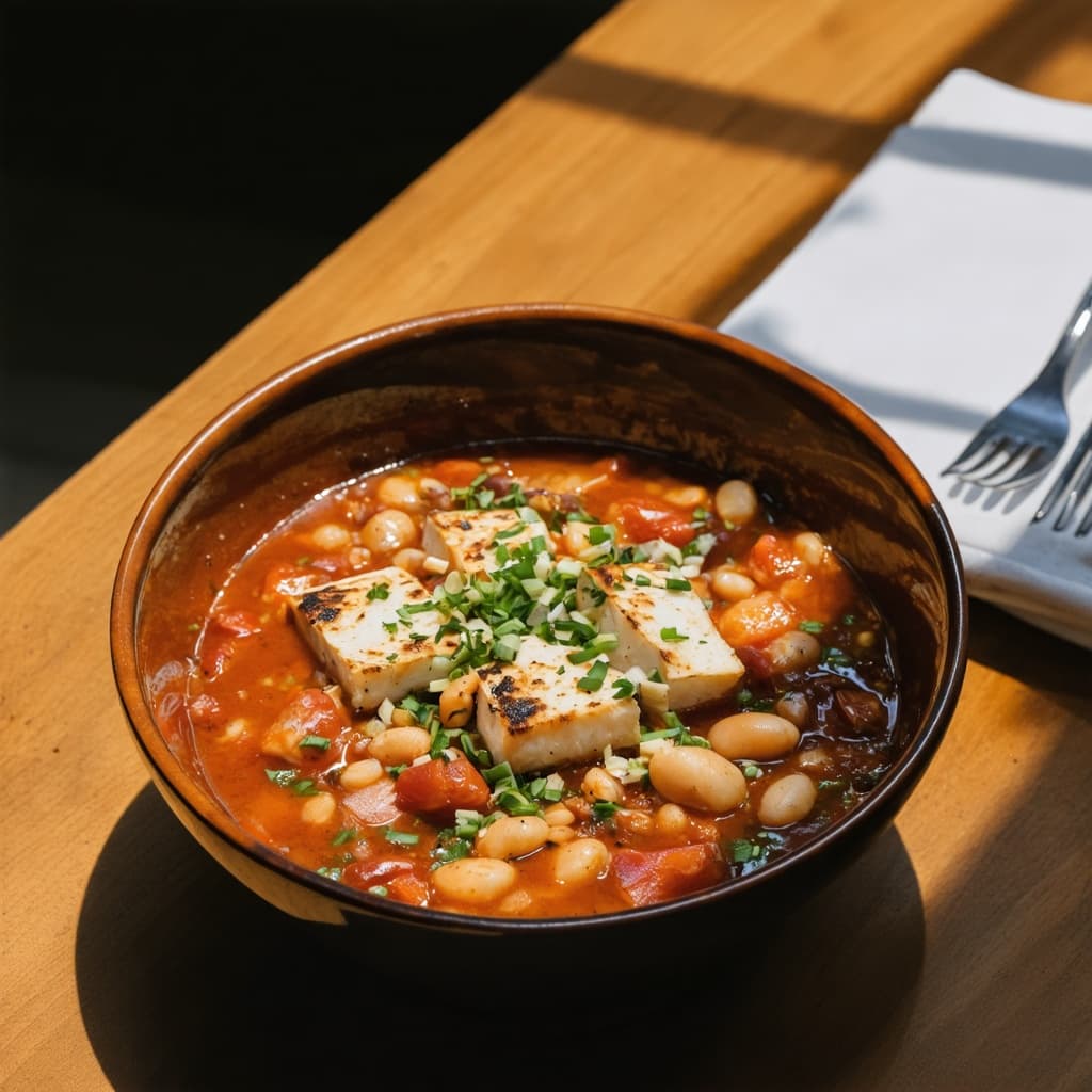 Bean & halloumi stew