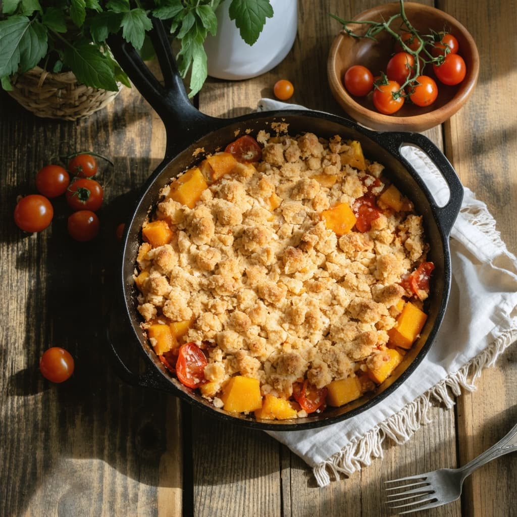 Butternut squash & cherry tomato crumble