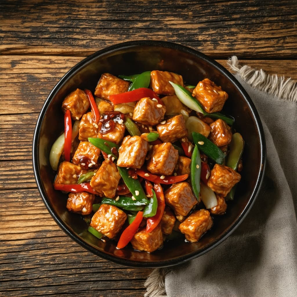 Sticky tempeh stir-fry