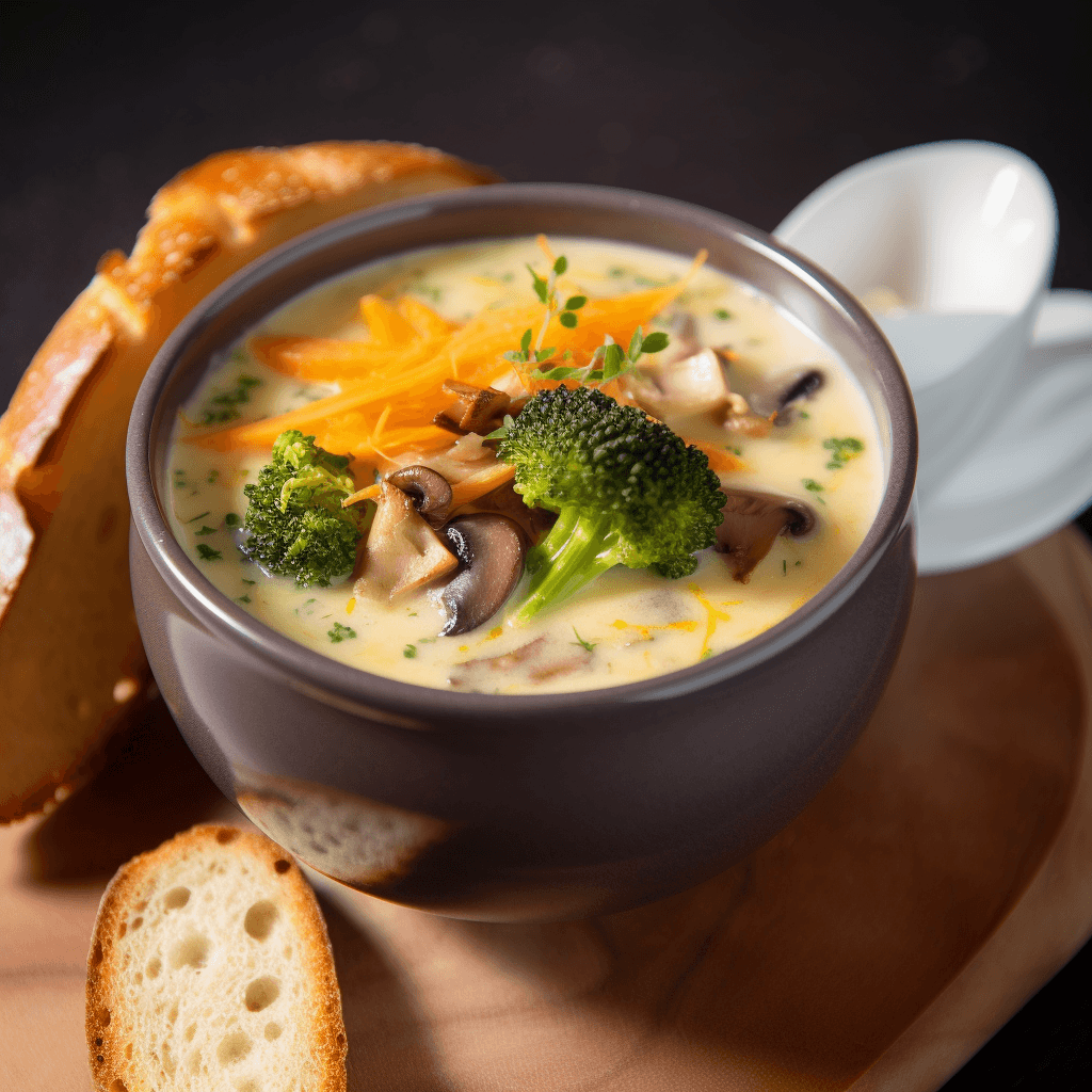Cheese Soup with Broccoli and Mushrooms