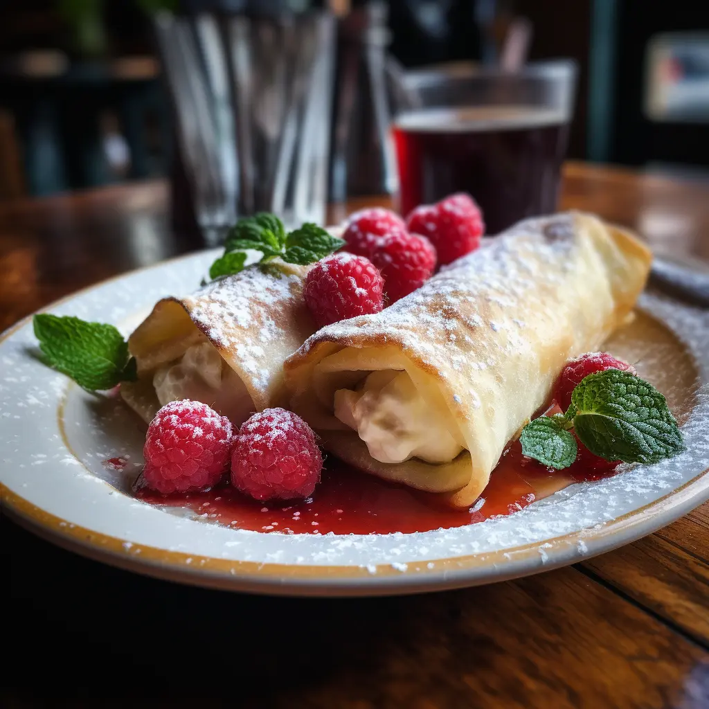 Cheese Blintzes with Raspberries