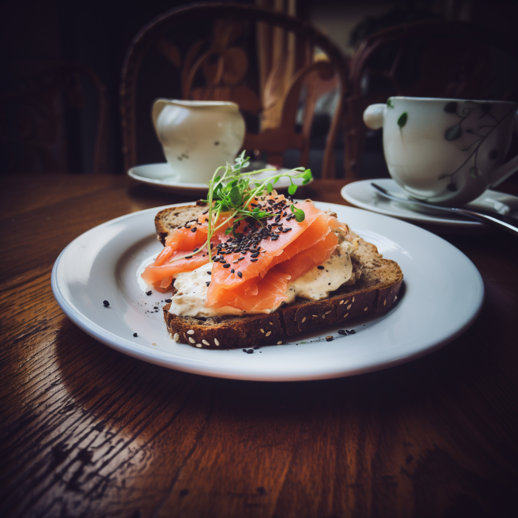 Rye Bread with Cream Cheese,Salmon and Sesame seeds