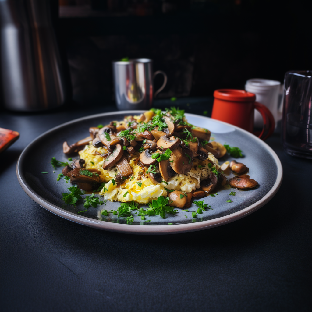 Scrambled Eggs with Mushrooms and Onions