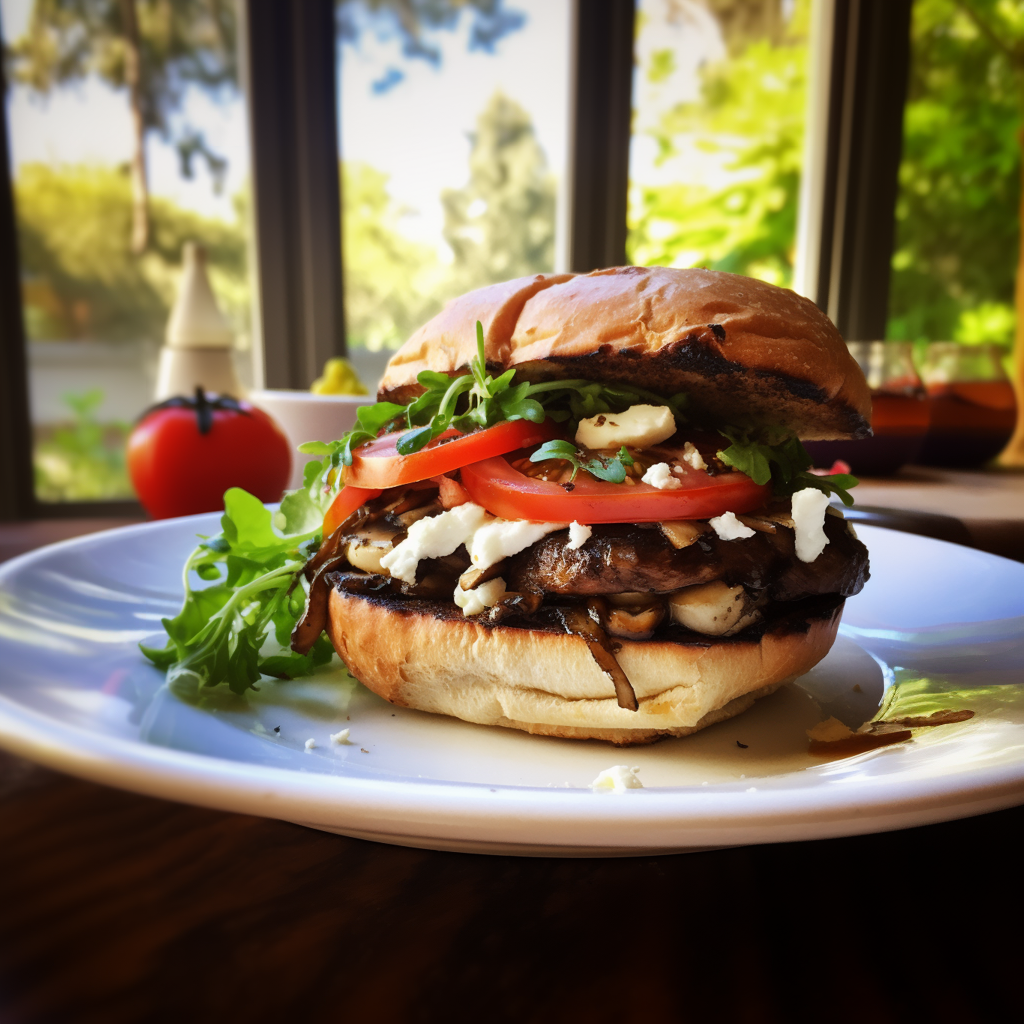 Mediterranean portobello mushroom  burger
