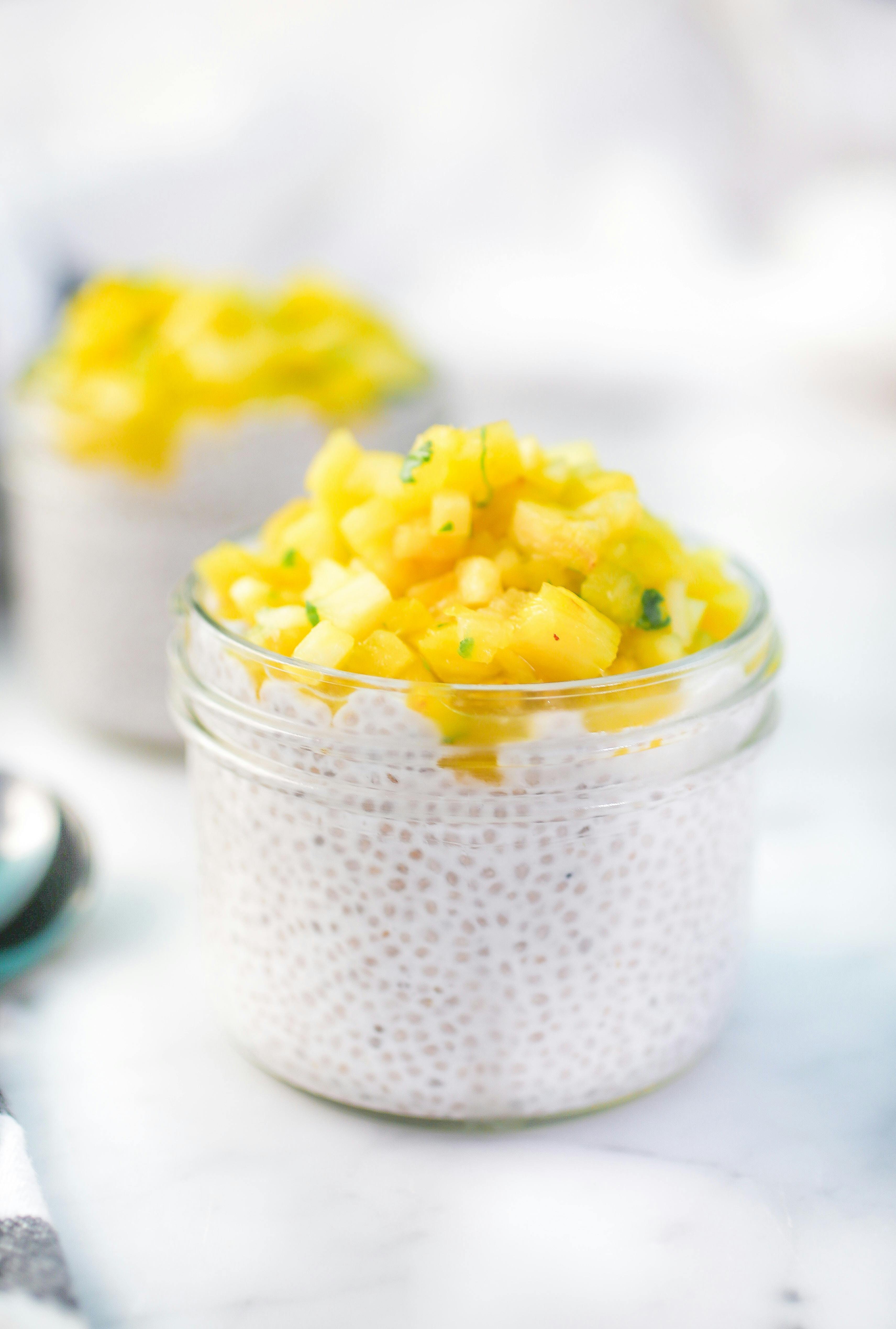 Chia Pudding with tropical fruits